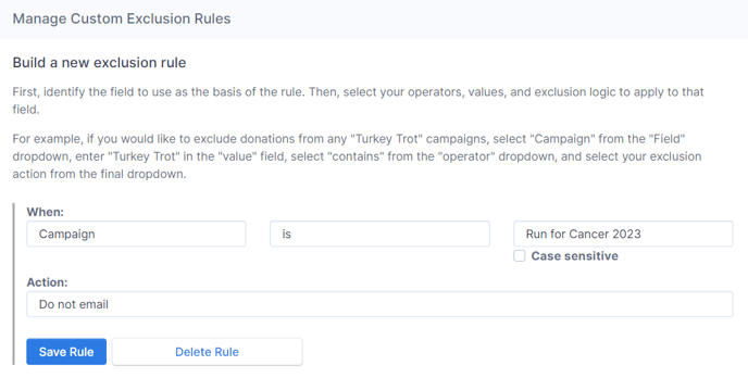 Custom exclusion rule screenshot