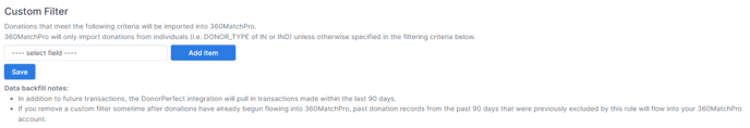 DonorPerfect - Custom Filters Screenshot