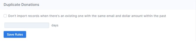 Duplicate donation settings screenshot