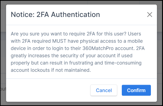 Enable 2FA for 360MatchPro User-Double Opt-In