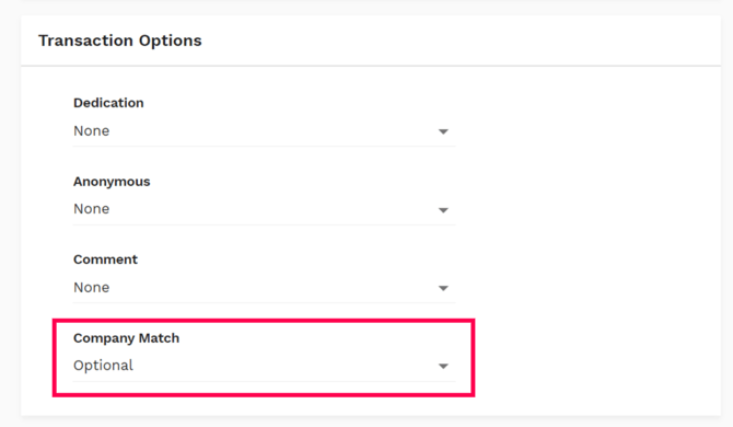 Funraise - company match optional