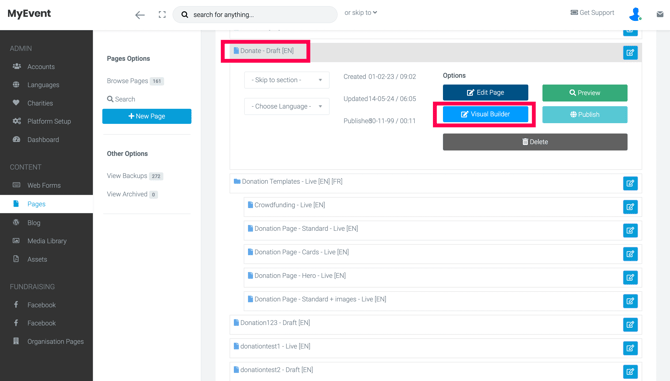 select visual builder - Funraisin